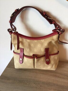 Dooney & Bourke Signature Monogram Jacquard Canvas Shoulder Bag w/Leather Trim